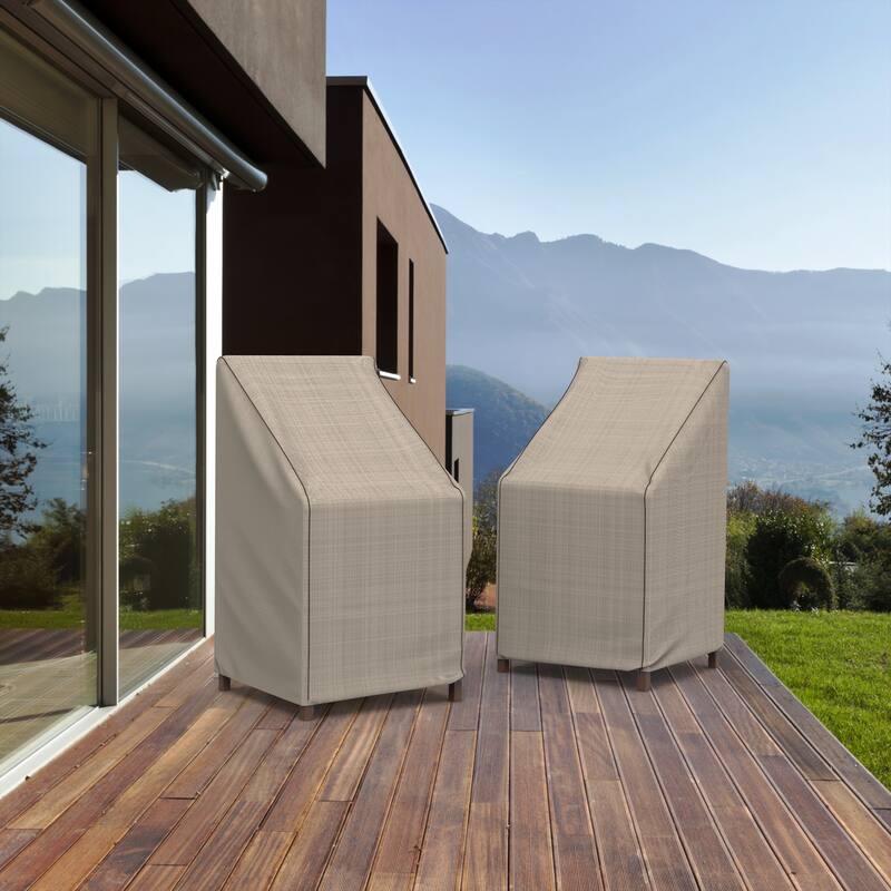 Budge Waterproof Outdoor Barstool Cover, English Garden, Tan Tweed