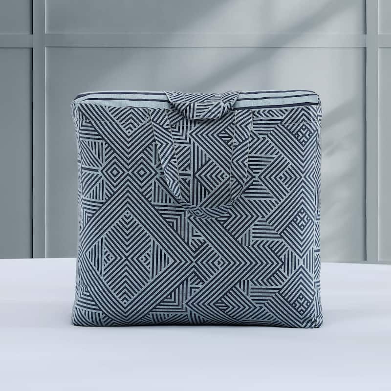 Bebejan Blue Geo Lines 100% Cotton Sateen5 Piece Reversible Comforter Set