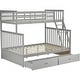 preview thumbnail 3 of 11, Gray Twin Over Full Bunk Bed with Storage Drawers, Solid Wood Frame, Safety Guard Rails