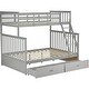 preview thumbnail 3 of 12, Wooden Twin Over Full Bunk Bed with Ladder and Safety Rails, Convertible Design with Underbed