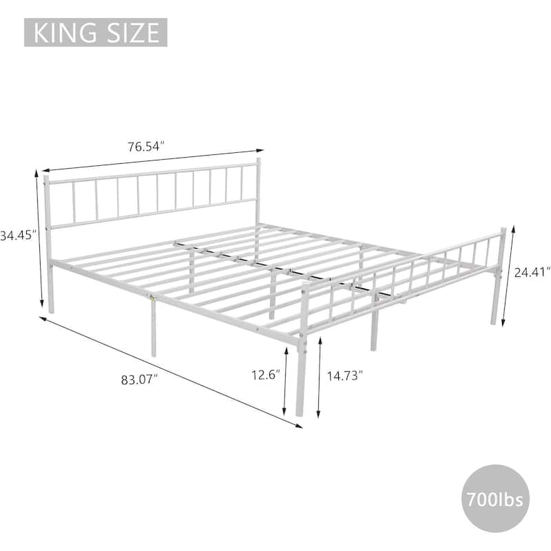 alazyhome Classic Metal Platform Bed Frame Steel Slat Support, Black