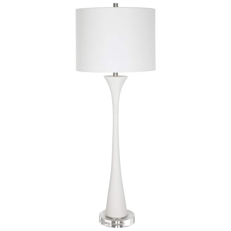 Handcrafted Marble Buffet Lamp with Drum Shade - 34"
