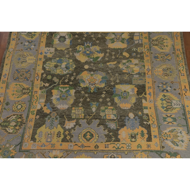 Hand Knotted Oriental 100% Wool Carpet Transitional All-Over Green Oushak Area Rug - 10' 4'' X 8' 7''