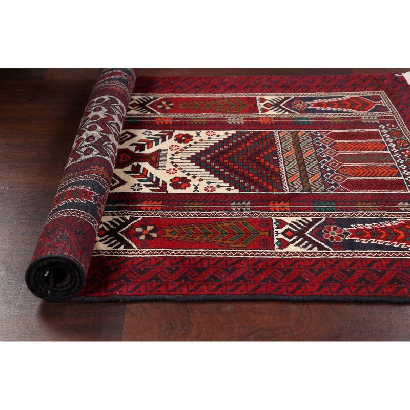 Geometric Hamedan Persian Traditional Runner Rug Handmade Wool Carpet - 3'4" x 6'8"
