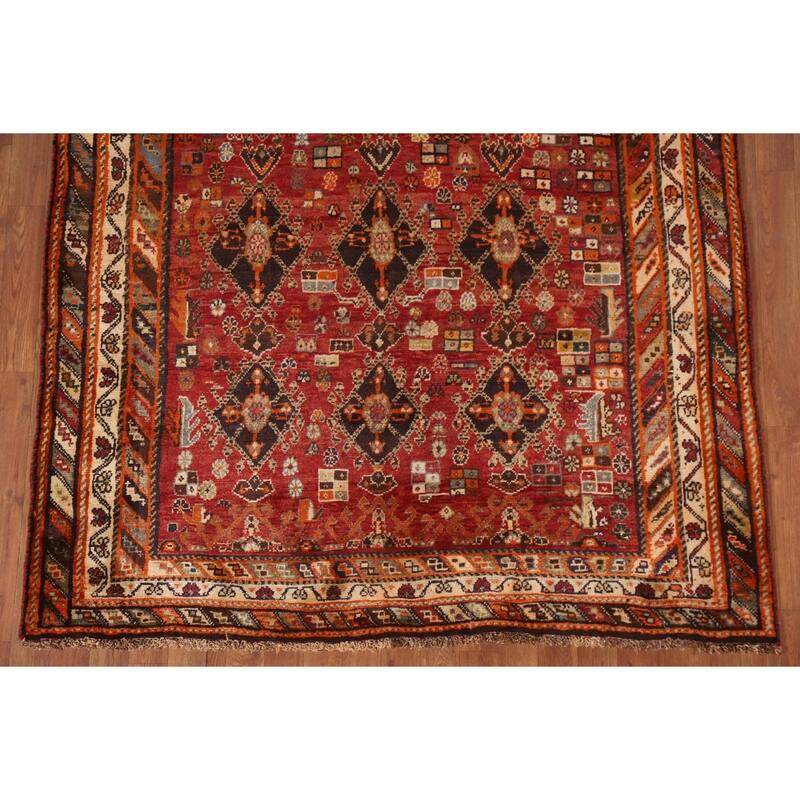 Hand Knotted Oriental 100% Wool Carpet Traditional Tribal Red Kashkoli Area Rug - 8' 2'' X 5' 4''