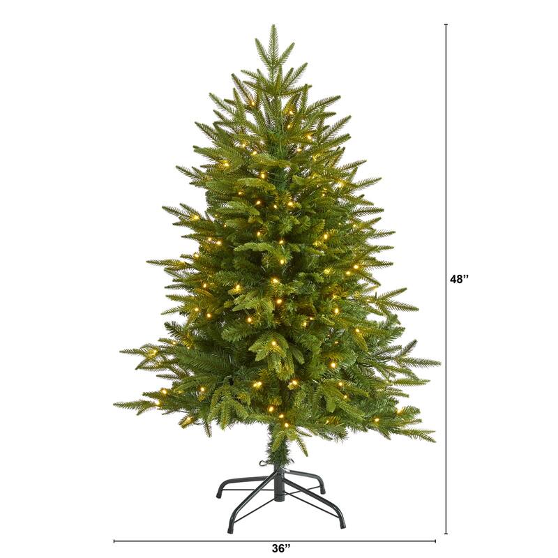 4ft. Fir Look Artificial Christmas Tree with 150 Clear LED Lights - Compact Seasonal Holiday X-Mas Tree