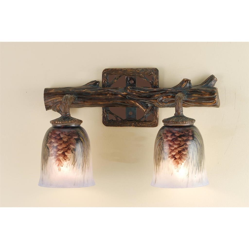 Meyda Tiffany Pinecones 2 Light 16" Wide Bathroom Fixture with Painted