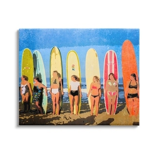 Stupell Modern Pop Style Women Surfing Ocean Sports Canvas Wall Art