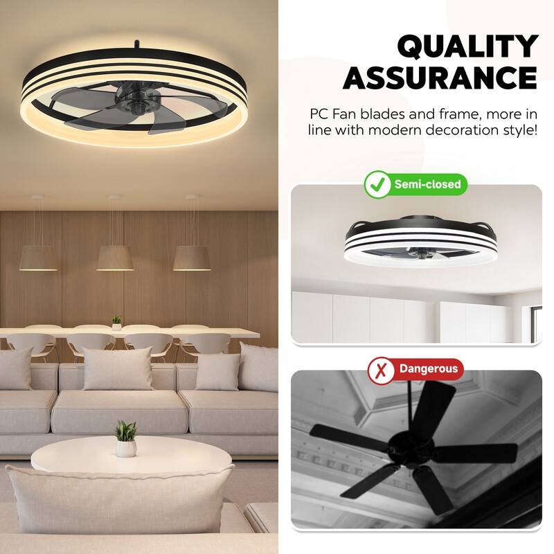20 in. Indoor White LED Indoor Ceiling Fan with Light Remote for Small Room，Kids Room