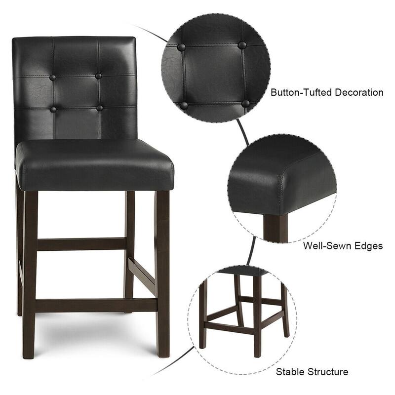 Gymax Set of 2 Bar Stools 25inch Counter Height Barstool Pub Chair - See Details