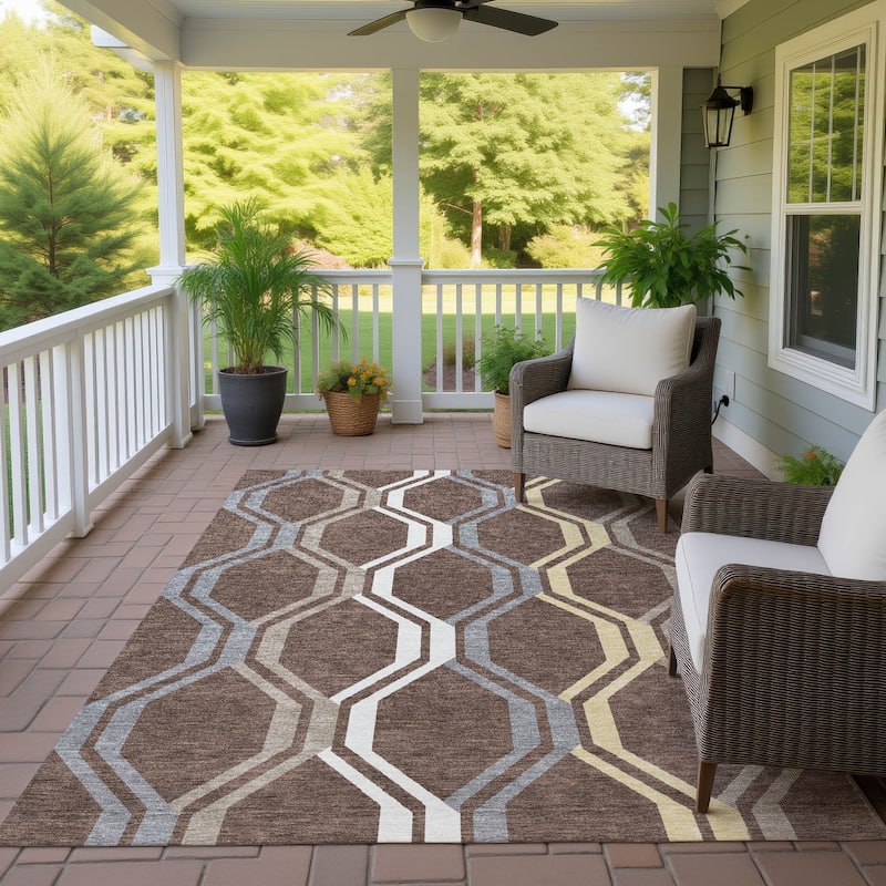 Machine Washable Indoor/ Outdoor Contemporary Dimensions Chantille Rug