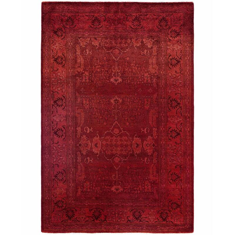 Overdyed One-of-a-Kind Hand-Knotted Area Rug - Red - 5' 3" x 7' 10"