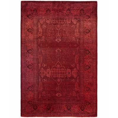 Overdyed One-of-a-Kind Hand-Knotted Area Rug - Red - 5' 3" x 7' 10"