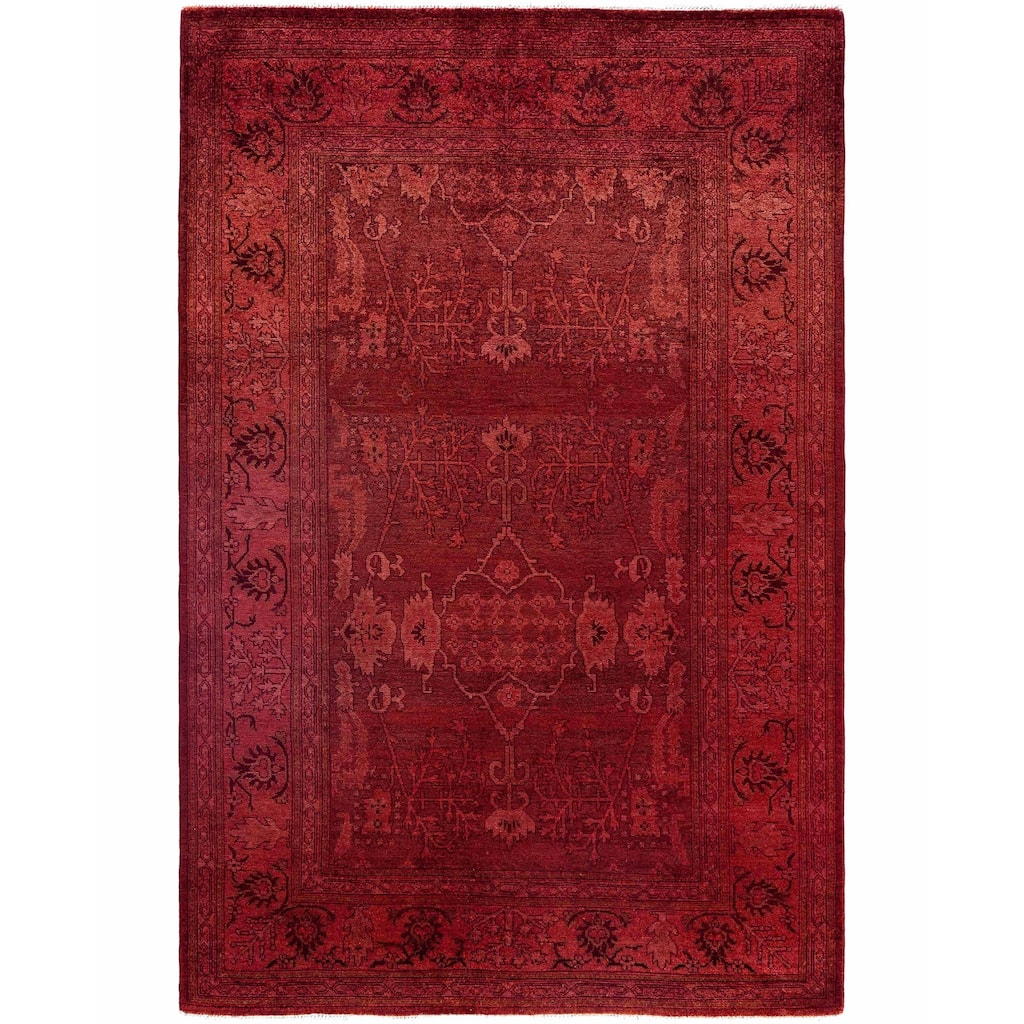 Overdyed One-of-a-Kind Hand-Knotted Area Rug - Red - 5' 3" x 7' 10"