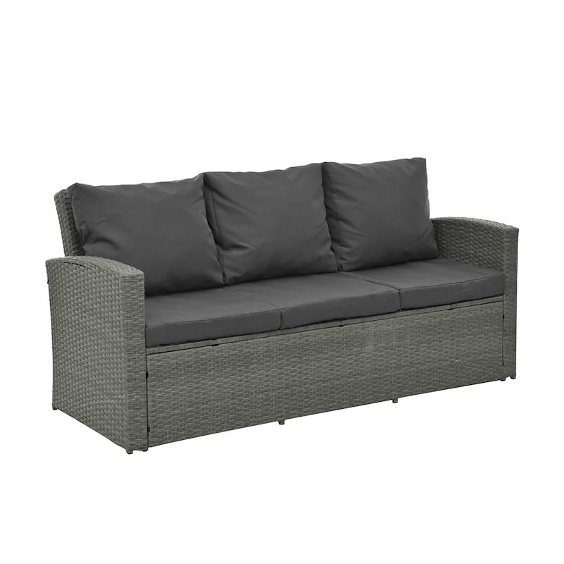 Seasonal PE Wicker Furniture set 5 piece With Tempered Glass Table Top