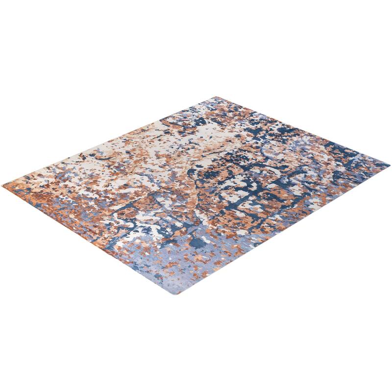 Modern One-of-a-Kind Hand-Knotted Area Rug - Ivory, 8' 2" x 10' 1" - 8' 2" x 10' 1"
