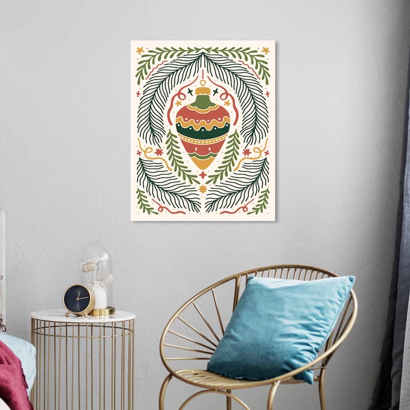 Wynwood Studio Canvas Holiday and Seasonal Scandinavian Ornament Gold Modern & Contemporary Wall Art Canvas Print - 20 x 24