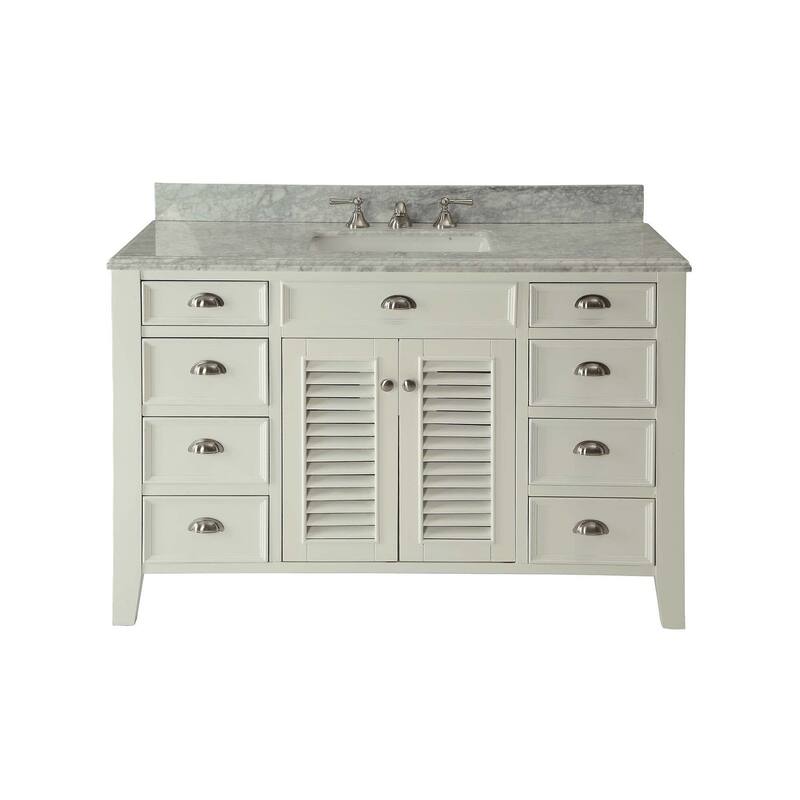 50" Benton Collection Kalani Shutter Blinds White Bathroom Sink Vanity - N/A