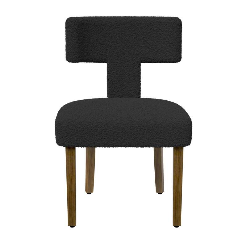 Dining Chairs Boucle Fabric Lamb Upholstered T-Shape (Set of 2)