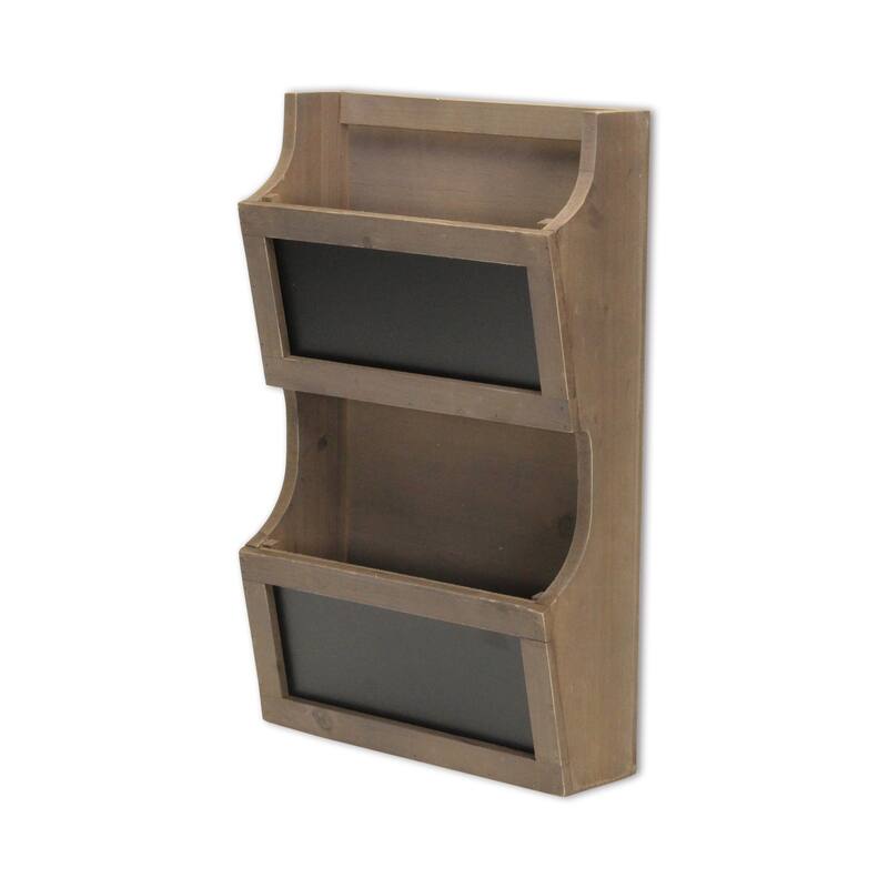 HomeRoots Two Tier Wooden Chalkboard Wall Storage