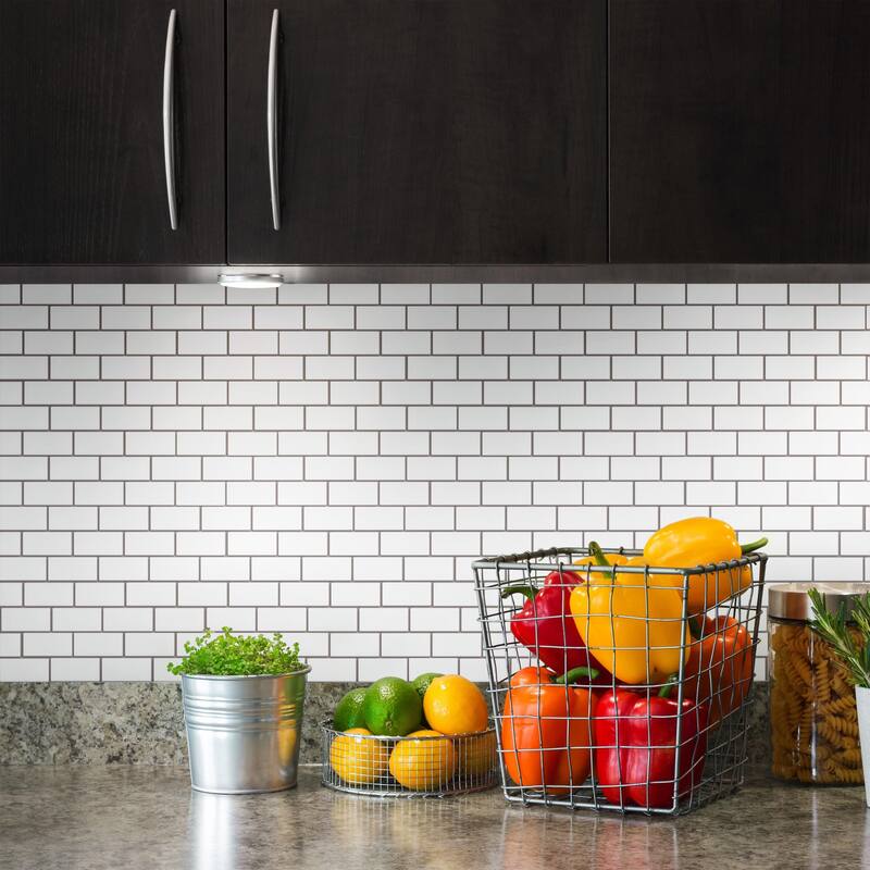 Merola Tile Metro Subway Matte White 11-3/4" x 11-3/4" Porcelain Mosaic Tile - Case (10 Tiles)