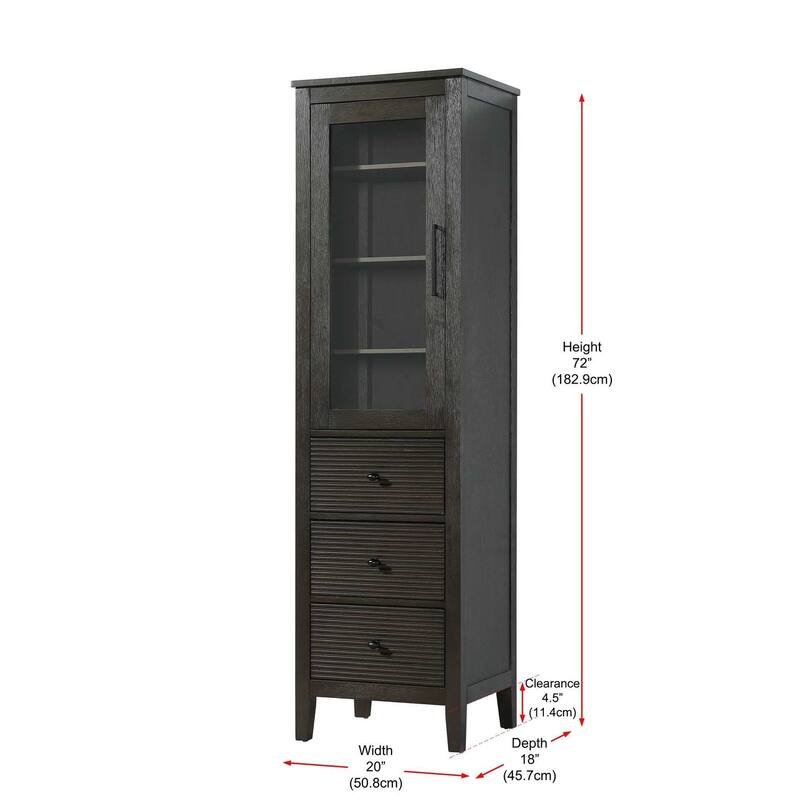 Kensington 16-28 Inch Bath Storage Glass Cabinet