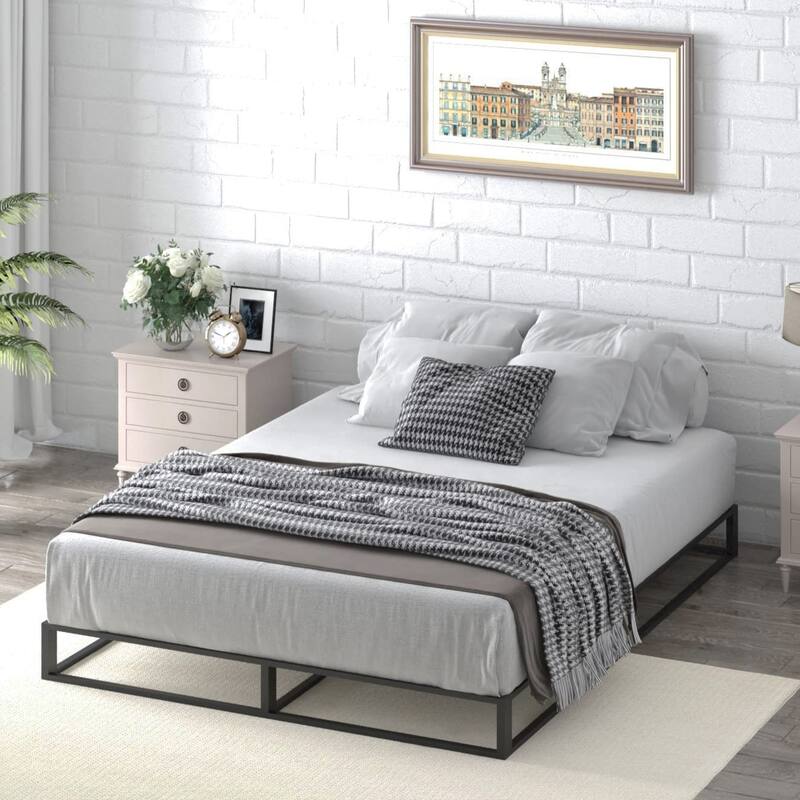 6" Queen Bed Frame w/ Steel Slat Support, Low Profile Metal Platform Bed Frame Support Mattress Foundation, No Box Spring Needed