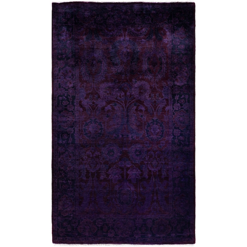 Overdyed One-of-a-Kind Hand-Knotted Area Rug - Purple - 3' 2" x 5' 3"