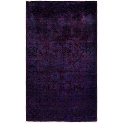 Overdyed One-of-a-Kind Hand-Knotted Area Rug - Purple - 3' 2" x 5' 3"