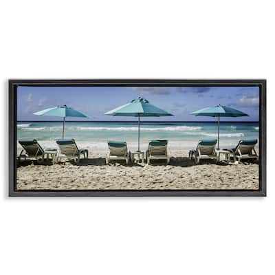 Stupell Lined Up Beach Chairs Framed Floater Canvas Wall Art Design By Mary Lou Johnson