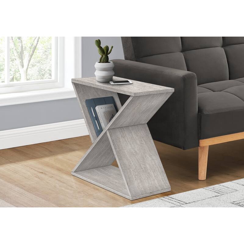 Accent Table, Side, End, Nightstand, Narrow, Small, Bedroom, Living Room, Lamp, Grey Veneer, Contemporary