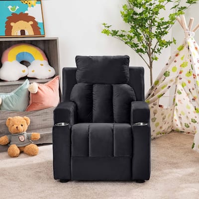 Magic Seats for Superheroes & Princesses, Sally Deluxe Kids Recliner With Footrest, 2 Cup Holders, Push Back Toddler Recliner