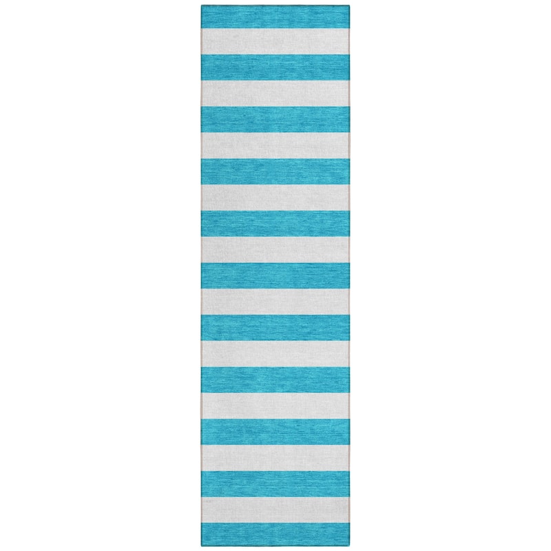 Alsiri Stripe Weather Resistant Timeless Fusion Runner Outdoor Rug - 2' X 8'
