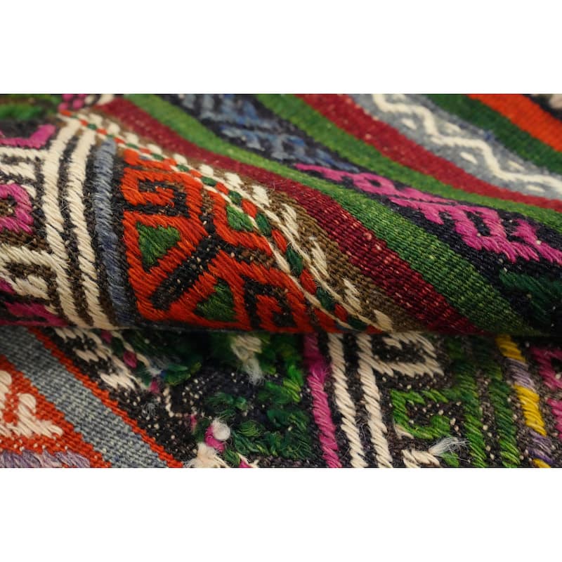 Hand Woven Oriental 100% Wool Carpet Southwestern Tribal Multi-Colored Kilim Area Rug - 7' 11'' X 5' 3''