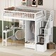 preview thumbnail 3 of 55, Playhouse Inspired Twin size Loft Bed with Bookshelf, Drawers, Desk and Wardrobe, Sturdy Construction & Unique Design, White