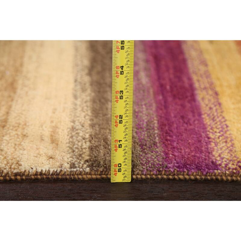 Striped Gabbeh Kashkoli Oriental Area Rug Wool Handmade Foyer Carpet - 3'1" x 5'1"