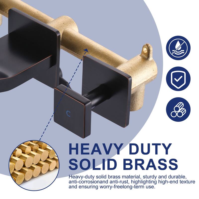 WOWOW Dual- Handle Waterfall Bathroom Wall-mount Faucet in Modern