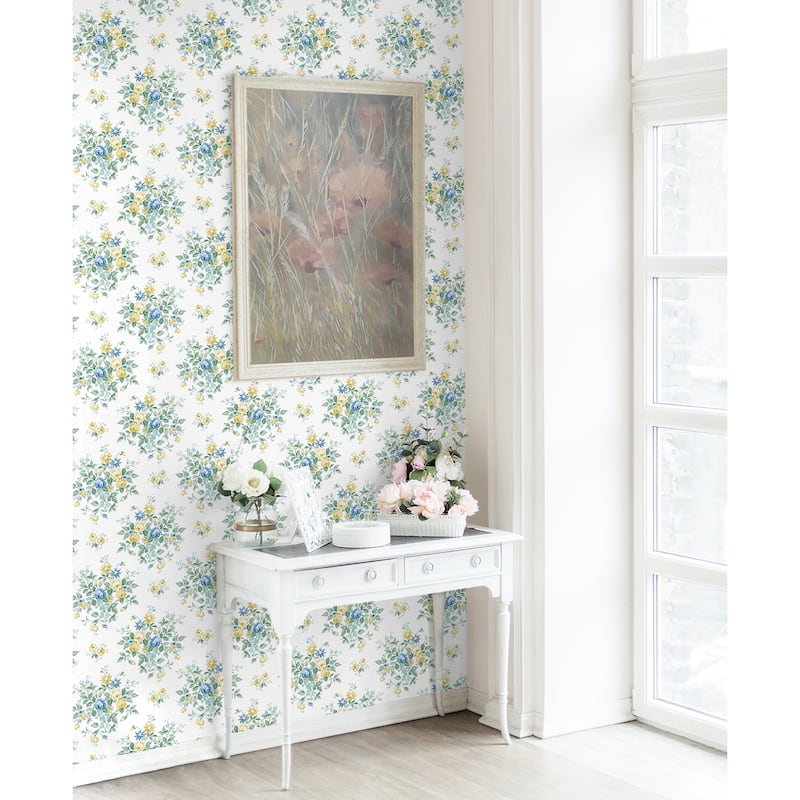 NextWall Floral Bunches Peel and Stick Wallpaper