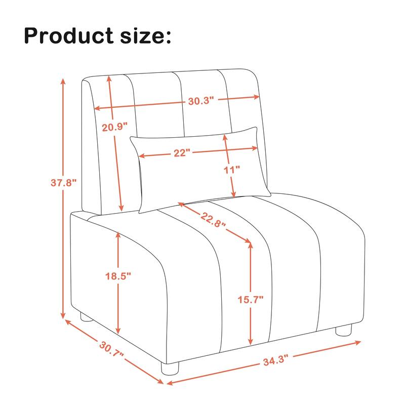 MCombo Accent Sofa Chair, Faux Leather Upholstered Armless Chair, Modular Guest Reception Chair for Waiting Room Office