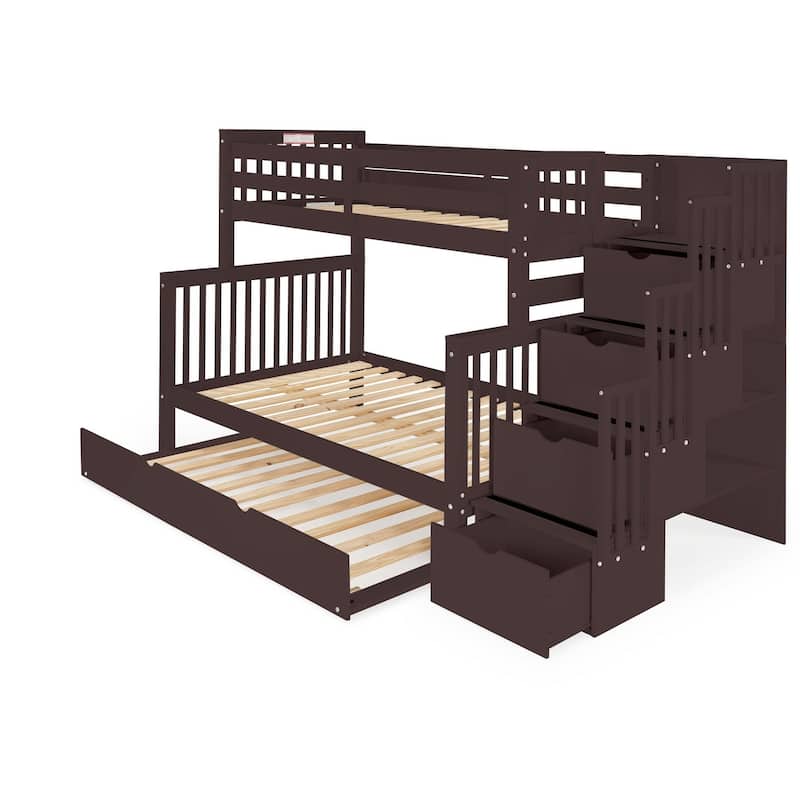 Taylor & Olive Trillium Twin over Full Stairway Bunk Bed, Twin Trundle