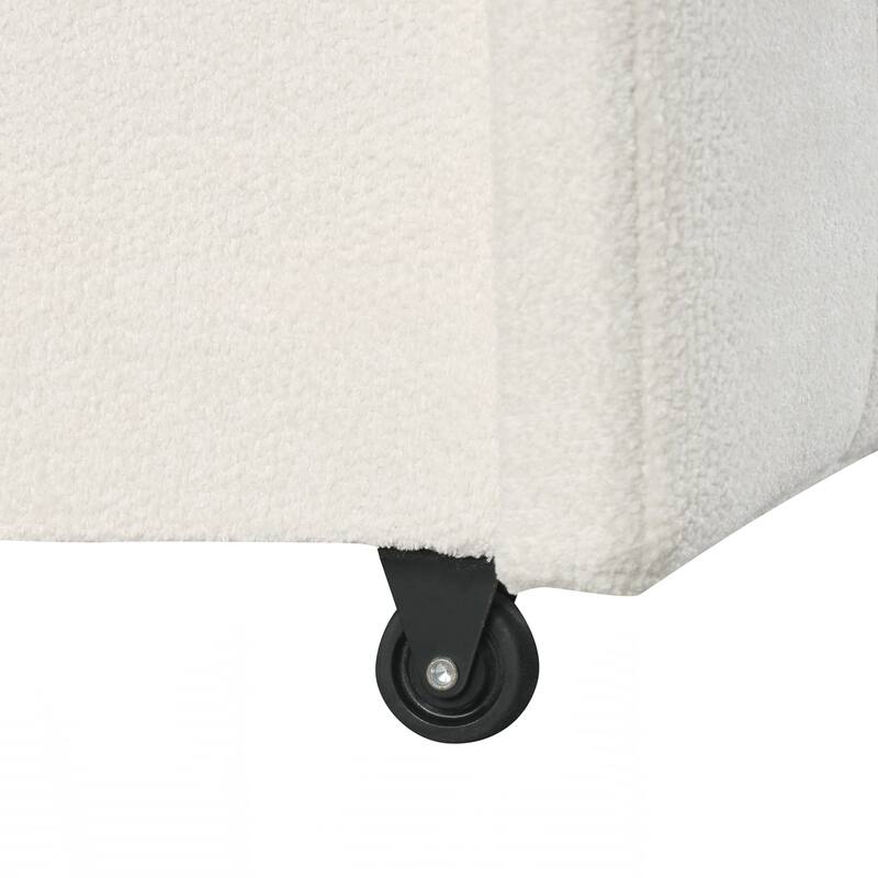 L-Shaped Sectional Sleeper Sofa with Reversible Storage Chaise, Drop-Down Center Back Cushion with Dual Cup Holders