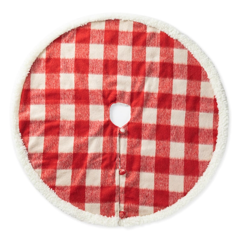 Glitzhome 48"-52"D Knitted Polyester Christmas Tree Skirt