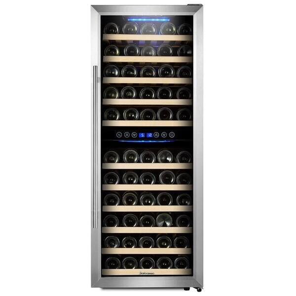 Shop Kalamera 73 Bottle Dual Zone Wine Cooler Refrigerator With Digital Temperature Display Overstock 12507467