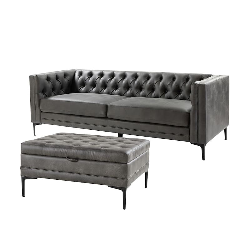 Ipiutak Modern 2 - Piece Upholstered Button-tufted Sectional with Storage Ottoman