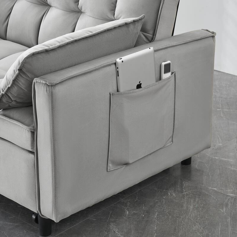 Anmytek Small Space Friendly Modern 3-in-1 Multi-Functional Velvet Loveseat Futon Pullout Sleeper Sofa Bed
