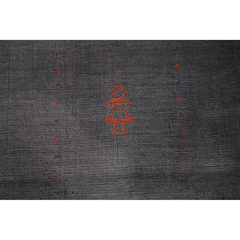 Tribal Gray Gabbeh Indian Area Rug Hand-Knotted Wool Carpet - 8'1"x 9'11"