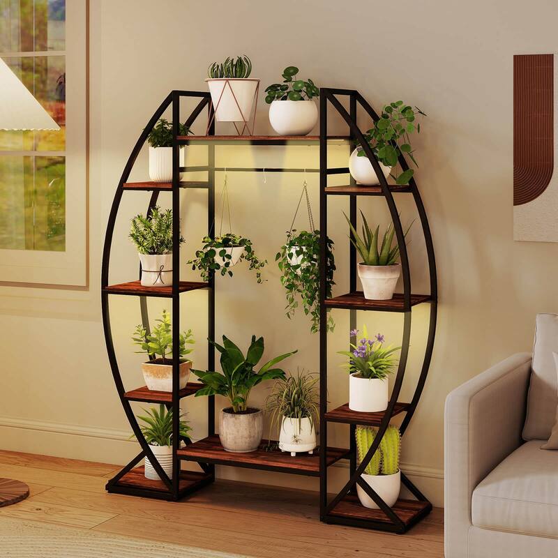 Costway 63” Tall 10-Tier Indoor Plant Stand with Grow Lights for - See Details