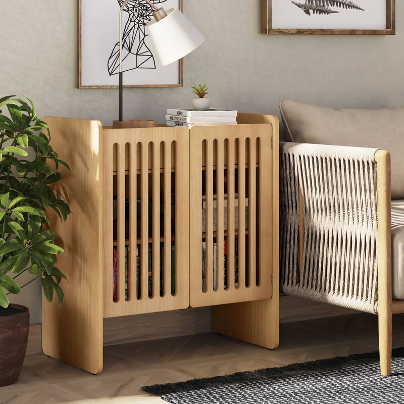 COZAYH Mid-Century Modern Buffet Cabinet with 2 Doors and Drawer, Magnetic Wooden Storage Cabinet for Living Room or Dining Room