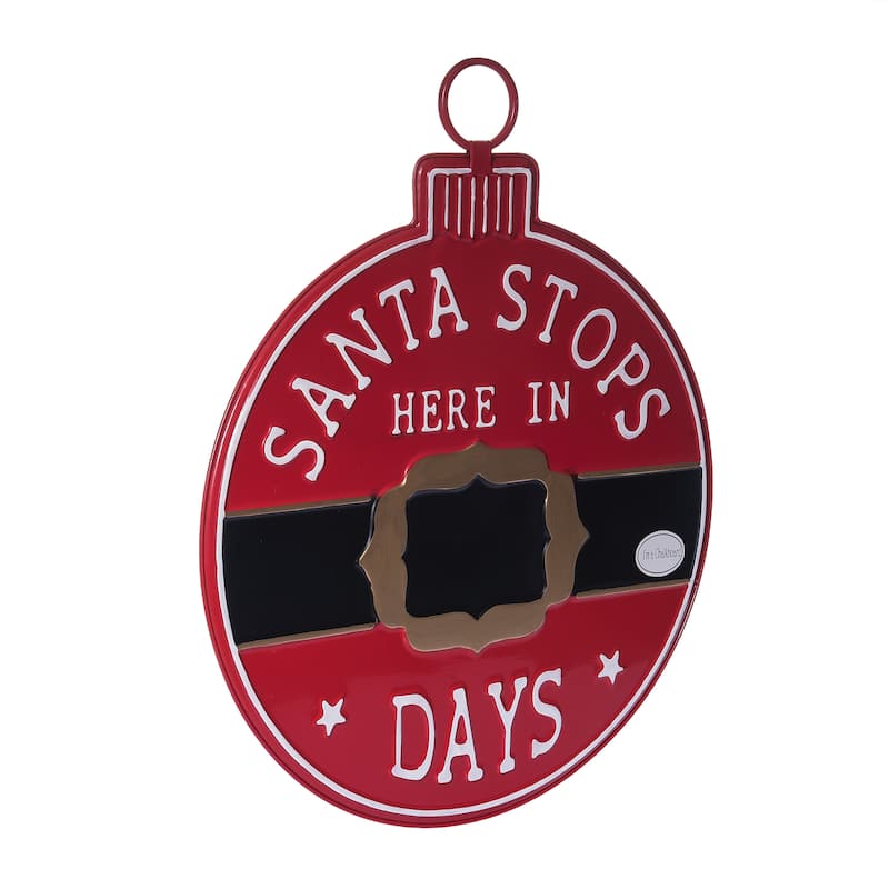 Transpac Metal 25 in. Multicolor Christmas Santa Stop Here Chalkboard Countdown Wall Sign