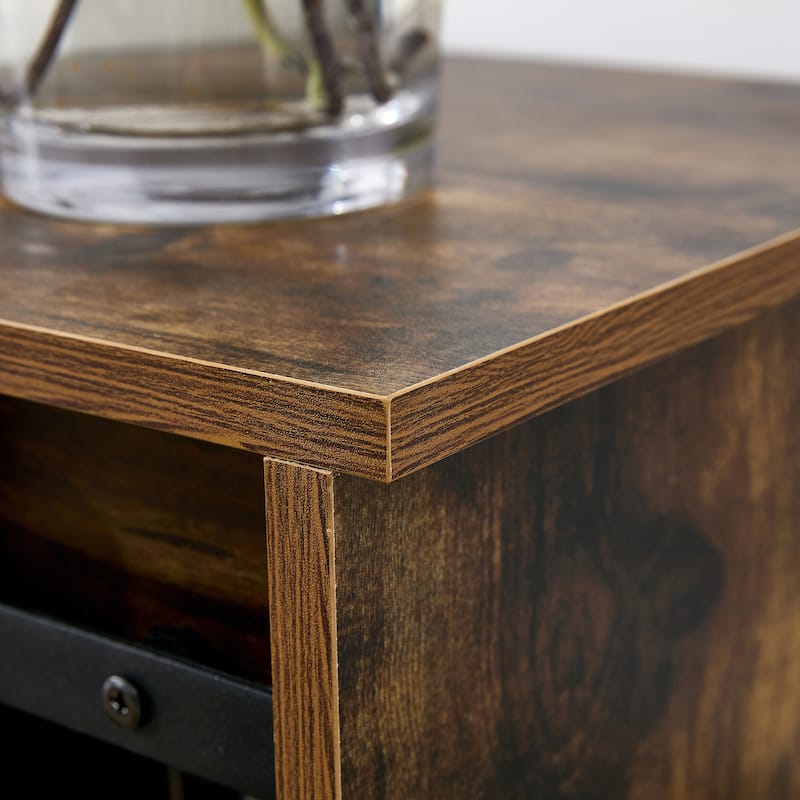 46.9" TV Stand with Two Sliding Barn Doors and 3-Layer Storage Space for Living Room